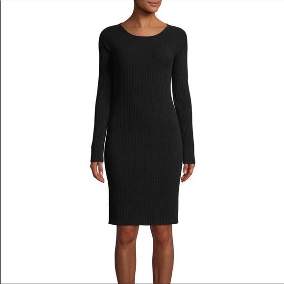 Vince. Wool blend scoop neck long sleeve sweater dress ribbed black size XS - Picture 1 of 10